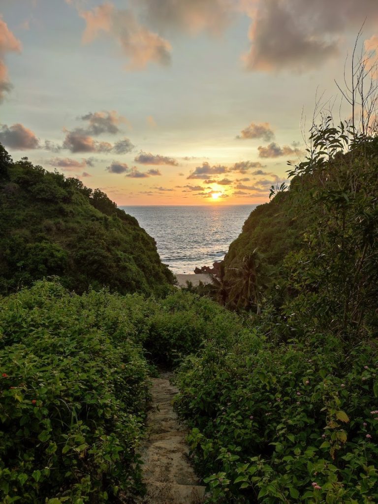 Setelah melewati tangga, Anda masih perlu menempuh jarak sekitar 60 meter berjalan kaki hingga mencapai bibir Pantai Ngluwen. Setelah melewati tangga, Anda masih perlu menempuh jarak sekitar 60 meter berjalan kaki hingga mencapai bibir Pantai Ngluwen.